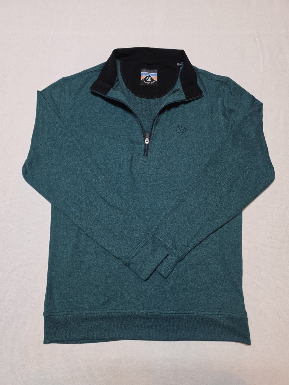 Straight Down Men’s Medium Green Heather 1/4 Zip Pullover Golf Sweater